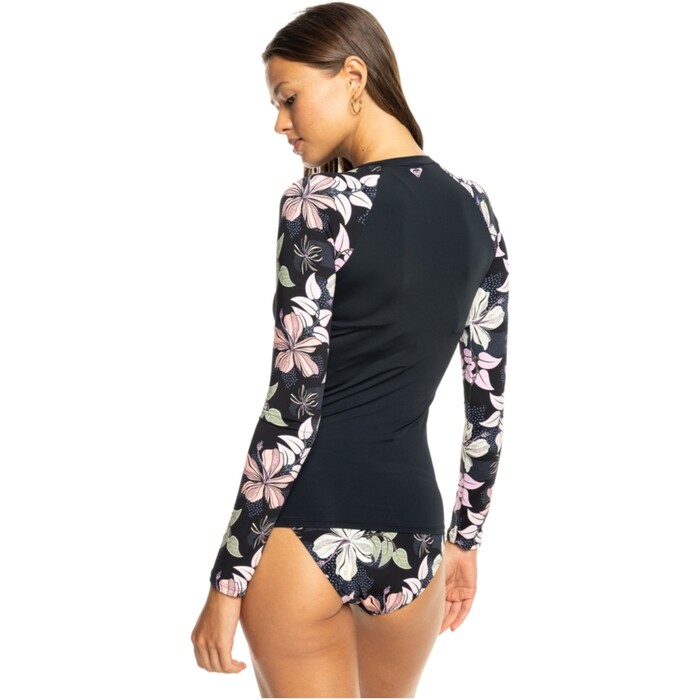 2024 Roxy Frauen Sunny Floral Long Sleeve Zip-Lycra-Weste ERJWR03779 - Anthacite Sunny Floral Swim